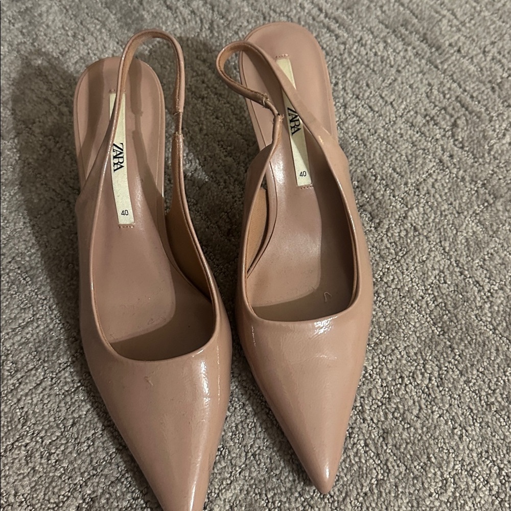 Zara Blush Pointed Slingback Heels